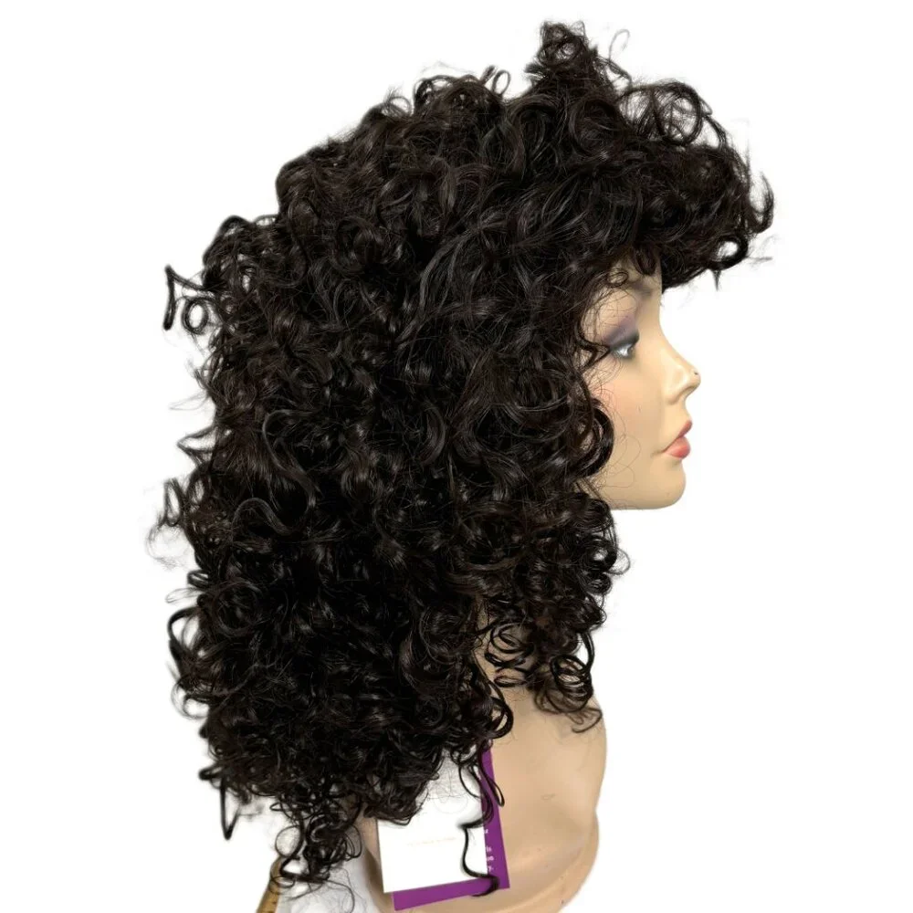 Long Luxe Dark Brown Curly Unisex 80's - pirate - wench New Look Wig NWT NOS